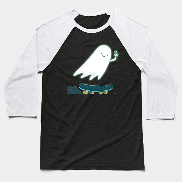 Skater Ghost Baseball T-Shirt by nickv47